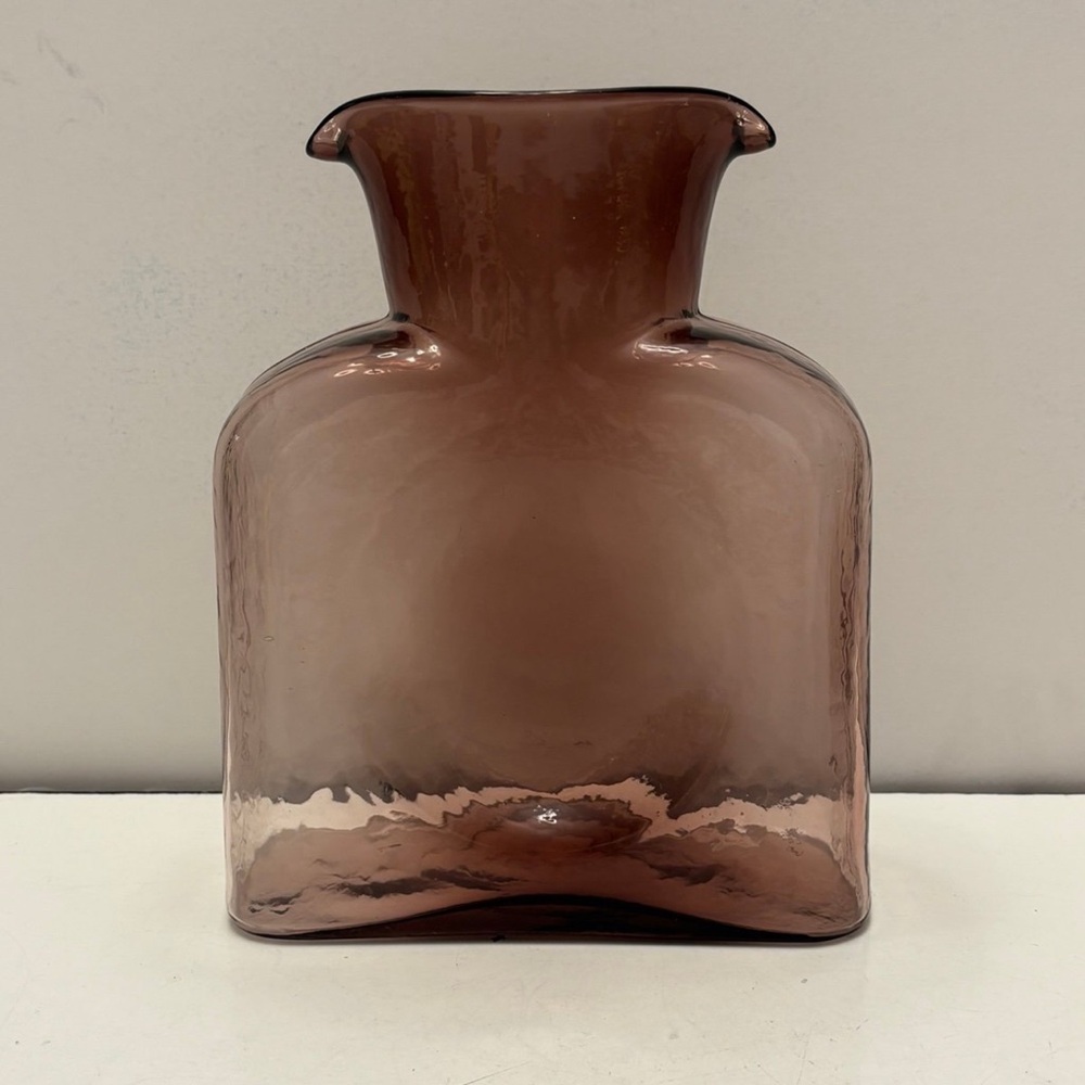 Blenko Amethyst Double Spout Glass Water Bottle pitcher Vase